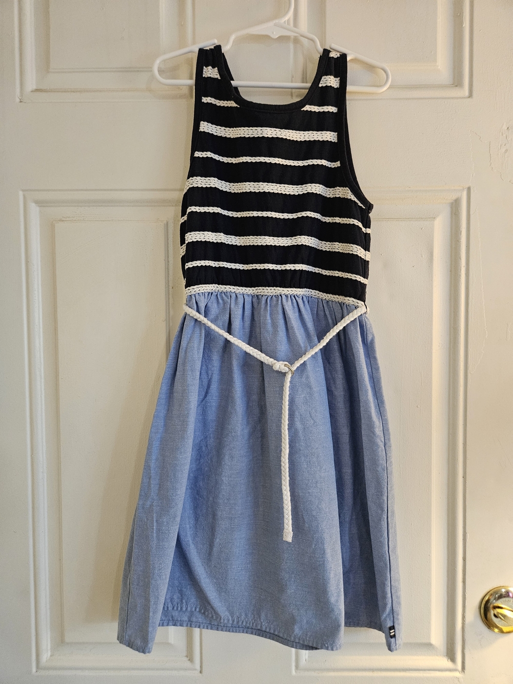 Nautica Navy & Light Blue Striped Rope-Waist Dress